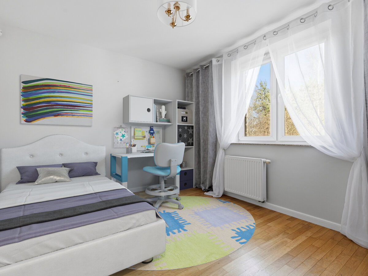 To samo wnętrze po wirtualnym home stagingu